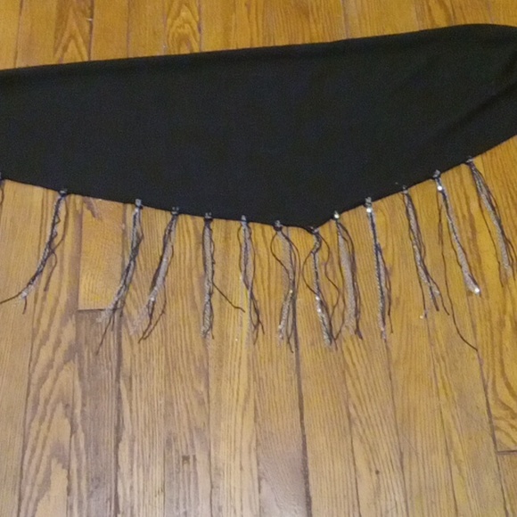 Handmade Hip Scarf ! BLACK&silver - for Dance-has  chain tassels  hip Wrap - Picture 2 of 4